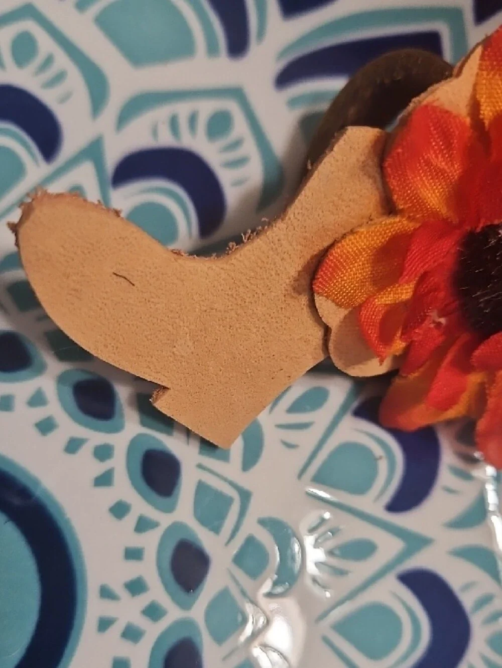 Hand Crafted Sunflower Cowgirl Boot Pet Collar Floral Charm Accent NEW Gifted